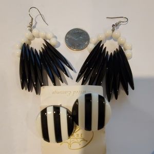 Park Lane Jewelry - 2 pairs black and white earrings Park Lane Jewelry - 2 pairs black and white earrings